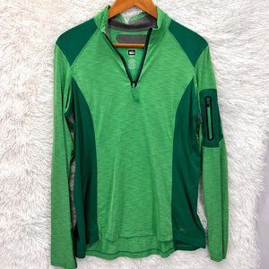 REI Women's Green 1/4 Zip Pullover Lightweight Jacket Zip Pockets Stretch Large